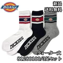 【Dickies 3P カラーライン底パイル ロゴ刺繍クォーターソックス】3足セット 25～27cm ディッキーズ ユニセックス ストリート アメカジ メンズ レディース 81280100 アソート くつした 靴下 新品 未使用 正規品 送料無料