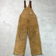 80年代 USA製 Carhartt カーハート ダック地 ダブルニー オーバーオール メンズW36 古着 80s VINTAGE ヴィンテージ キルティングライナー ボタンフライ キャメルブラウン