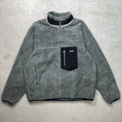11年製 patagonia パタゴニア クラシックレトロX フリースジャケット ボアジャケット メンズ2XL 古着 アウトドア ビッグサイズ 大きいサイズ 灰色 ブラック