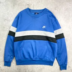 80年代 紺タグ NIKE ナイキ スウェットシャツ メンズL 古着 80S VINTAGE ヴィンテージ ワンポイントロゴ刺繍 ブルー グレー ブラック 青 黒