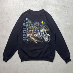90年代 USA製 Harley-Davidson ハーレーダビッドソン バイカープリント スウェット メンズM 古着 90s VINTAGE ヴィンテージ トレーナー バイク モーターサイクル 黒
