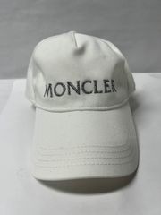 極美品】MONCLER モンクレール ロゴ刺繍 キャップ ホワイト シルバー