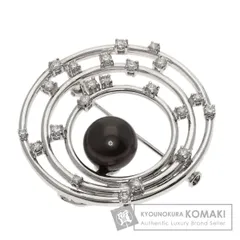 TASAKI タサキ ブラックパール 黒真珠 ダイヤモンド ブローチ K18WG レディース [中古]
