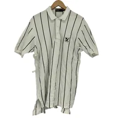 ポロバイラルフローレン Polo by RALPH LAUREN ワンポイント刺繍 ストライプ柄 半袖 ポロシャツ メンズ import：M 