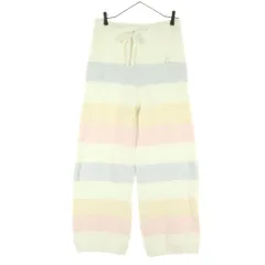 美品 room&room ルームアンドルーム ボーダー柄 ルームウェアパンツ F アイボリー系 レディース 古着