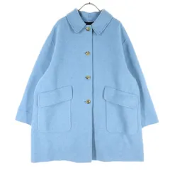 美品 MADE BY HAND メイドバイハンド カシミヤ混 長袖 ステンカラーコート 13 ブルー レディース 古着