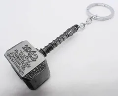 マイティー・ソー　ハンマー　回転　Aシルバー　字　キーリング　キーホルダー　アメリカン雑貨