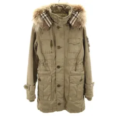 BURBERRY LONDON BLUE LABEL バーバリー ロンドン ブルーレーベル モッズコート 38 ベージュ 三陽商会 中綿 ミリタリー ラクーンファー付き レディース 古着