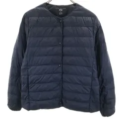 UNIQLO ユニクロ Vネック ウルトラライトダウンジャケット XL ネイビー系 収納袋 レディース 古着