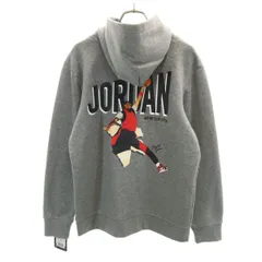 未使用 AIR JORDAN エアジョーダン バックプリント 長袖 スウェットパーカー XL グレー ナイキ プルオーバー キッズ 古着