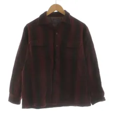 ペンドルトン PENDLETON 50's ヴィンテージ カジュアルシャツ オープンカラー 長袖 ストライプ柄 ウール M 赤 レッド 黒 ブラック /KU