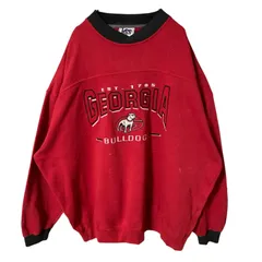 2XL Lee オーバーサイズ レッド 赤 刺繍 ジョージアブルドッグス チームロゴ トレーナー スウェット レディース ユニセックス メンズ 古着 長袖