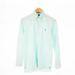 ラルフローレン RALPH LAUREN ボタンダウンシャツ 長袖 ポニーロゴ刺繍 ワンポイント ギンガムチェック XS 緑 グリーン ミント /CK5 ■GY44