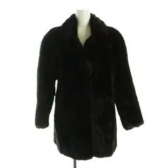 サガミンク SAGA MINK 金サガ 毛皮コート ミンクファー ミドル 長袖 総裏地 ネーム刺繍入り 茶 ブラウン ■GY18 /MQ