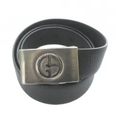 ジョルジオアルマーニ GIORGIO ARMANI ベルト レザー 型押し バックル GAロゴ ベルト社外品 シルバー金具 黒 ブラック /XZ ■GY18のサムネイル