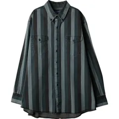 古着 80~90年代 ラングラー Wrangler ストライプ柄 長袖 ボタンダウンデニムシャツ メンズXL相当 ヴィンテージ/eaa607149