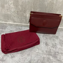 Cartier カルティエ　マストライン　セカンドバッグ　赤茶　袋付き　ギャラ付き　金縁　クラッチバッグ