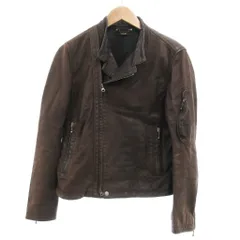 ビームス BEAMS ライダースジャケット ダブル レザー M 茶 ブラウン /JS ■GY42のサムネイル