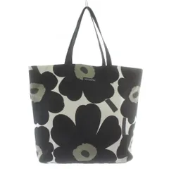 マリメッコ marimekko ハンドバッグ トート キャンバス ウニッコ柄 総柄 ロゴ 黒 ブラック 白 ホワイト /XZ ■GY18