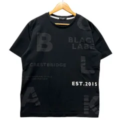 BLACK LABELCRESTBRIDGE ブラックレーベル・クレストブリッジ ロゴ プリント ポリエステル 半袖Ｔシャツ ブラック サイズL 正規品 / 40834