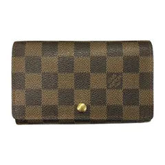LOUIS VUITTON ルイヴィトン ダミエ エベヌ ポルトモネビエトレゾール 財布 2つ折り 小銭入れ付き ブラウン N61730 中古 T1