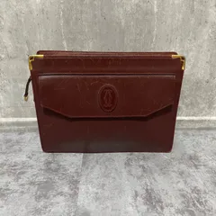 Cartier カルティエ　マストライン　セカンドバッグ　赤茶　金縁　クラッチバッグ