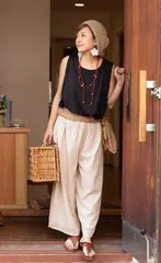 薄手コットンのワイドパンツ TIRAKITA(ティラキタ) / ワイドパンツ ガウチョ コットン パンツ 女性 パンツ 