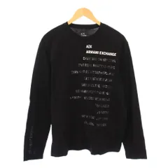 アルマーニエクスチェンジ A/X ARMANI EXCHANGE Tシャツ ロンT 長袖 クルーネック ロゴ プリント ストレッチ L 黒 ブラック /BB