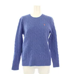 ポロ ラルフローレン POLO RALPH LAUREN ニット セーター 長袖 ケーブル編み カシミヤ混 M 青 /KH