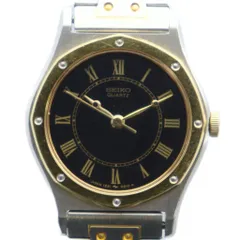 セイコー SEIKO 1221-0040 腕時計 ウォッチ クォーツ 黒文字盤 ロゴ シルバー色 ゴールド色 ■GY18 /MQ