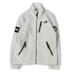 THE NORTH FACE ザノースフェイス ブラウン ロゴ 白 ボア フリース ジャケット M