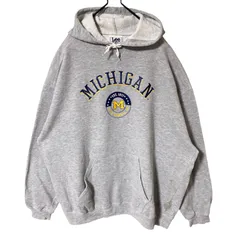 グレー Lee 2XL パーカー ミシガン大学 カレッジロゴ オーバーサイズ 刺繍 アーチロゴ スウェット レディース ユニセックス メンズ 古着 長袖