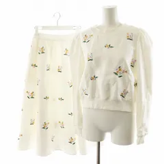 チェスティ Chesty 21AW セットアップ デイジー刺繍 スウェット トレーナー フレアスカート ロング丈 花柄 1 0 白 ホワイト 21M601 21M701 /AN48