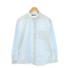 シップス SHIPS ワイシャツ 長袖 ストライプ柄 BD L 水色 白 ホワイト /AT