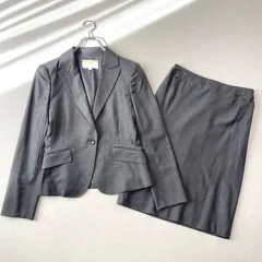 NATURAL BEAUTY ナチュラルビューティー 高級 ウール シルク混 ストレッチ スカートスーツ セットアップ ビジネス セレモニー フォーマル 入卒 Mサイズ グレー
