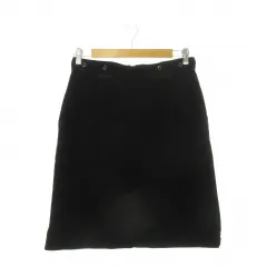 マーガレットハウエル MHL. コーデュロイスカート 3 黒 ブラック 無地 ボタン装飾 膝丈 太畝 /AH32 ■GY60