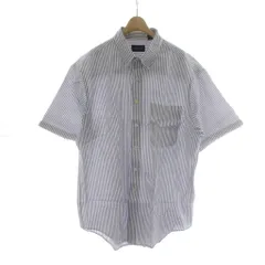 ランズエンド LANDS' END 半袖シャツ L 青 ブルー ストライプ柄 ボタンダウンカラー 半袖 /PP ■GY58