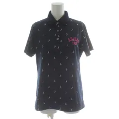 アディダス adidas ポロシャツ ネイビー 紺色 半袖 襟付き 総柄 /PP ■GY58