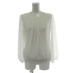 23区 オンワード樫山 ブラウス 38 白 ホワイト 長袖 ラウンドネック シフォン プリーツ /PP ■GY58