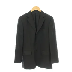 コムサメン COMME CA MEN ジャケット ウール S 黒 ブラック ストライプ柄 3つボタン 長袖 /LP ■GY58