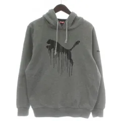 プーマ PUMA パーカー スウェット 長袖 裏起毛 プルオーバー ロゴ プリント M グレー /XZ ■GY58