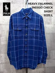 ポロラルフローレン 正規品 インディゴ チェック ヘビーフランネルシャツ L POLO RALPH LAUREN ヘビーネル ネルシャツ