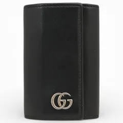 グッチ GGマーモント 6連 レザー キーケース ブラック シルバー金具 Bランク gu9908ns