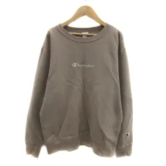 チャンピオン CHAMPION トレーナー スウェット 長袖 ラウンドネック ロゴ刺繍 裏起毛 M ブラウンベージュ 白 ホワイト /YS20