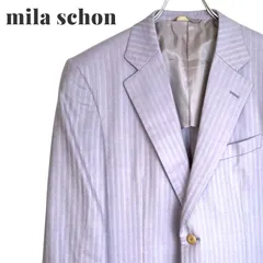 mila schon ミラショーン ライトパープル ストライプ テーラードジャケット 2B カシミヤ93%×毛7% 裏地ポリ×キュプラ 日本製 サイズ96AB5 L相当 メンズ 上質 901KZ