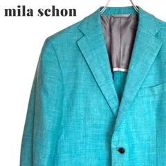 mila schon ミラショーン ターコイズブルー テーラードジャケット 2B 絹30%×麻21%×毛49% 日本製 サイズ48C L相当 メンズ 上質素材 裏地キュプラ 902KZ