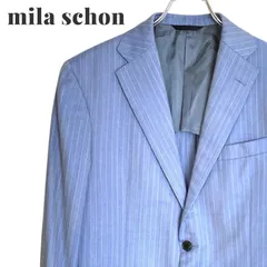 mila schon ミラショーン スカイブルー ストライプ テーラードジャケット 2B ウール100% 裏地キュプラ混 日本製 メンズ L相当 上質 903KZ