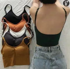 新品 バックオープンブラトップ  キャミソール カップ付き カップ付きインナー タンクトップ 背中開き キャミ ルームウェア レディース トップス mlfgv