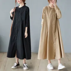 新品 シャツワンピース 長袖 レディース ワンピース 夏 ロングワンピース 大人 可愛い ゆったり 着やせ 体型カバー シンプル お出かけ mlrbq