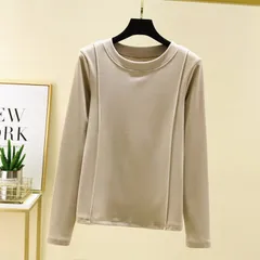 新品 Tシャツ レディース 微起毛 インナー 長袖 インナーシャツ クルーネック カットソー 厚手 暖か 防寒 トップス スリム 無地 秋 冬 通勤 通学 シンプル カジュアル mlwgv